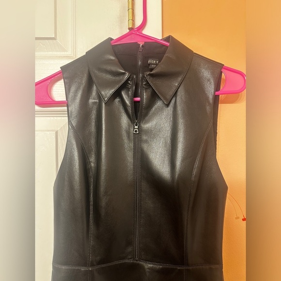 Alice and Olivia Ellis Zip-Front Vegan Leather Minidress - Picture 12 of 15